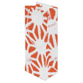 Oranje en wit geometrisch patroon wijn cadeautas (Achterkant Gekanteld)
