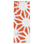 Oranje en wit geometrisch patroon wijn cadeautas (Achterkant)