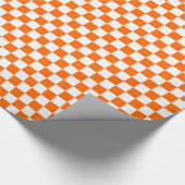Oranje en wit geruit cadeaupapier (Hoek)