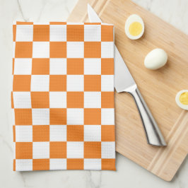 Oranje en wit geruit keukendoek theedoek