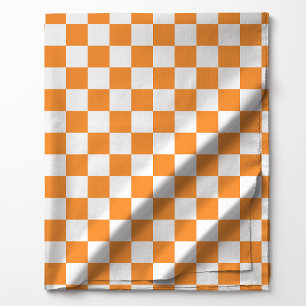 Oranje en wit geruit patroon stof