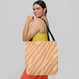 Oranje en wit gestreepte achtergrond tote bag