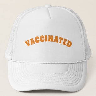 Oranje en wit gevaccineerd trucker pet