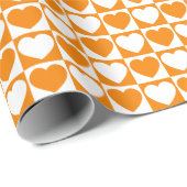 Oranje en wit gevriesdroogd patroon met hart cadeaupapier (Rol Hoek)