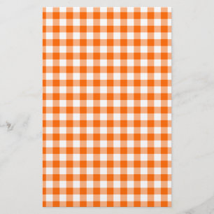 Oranje en wit Gingham Briefpapier