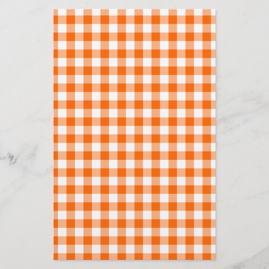 Oranje en wit Gingham Briefpapier (Voorkant)