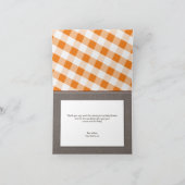 Oranje en wit Gingham Canvas Dank je kaarten (Binnen)