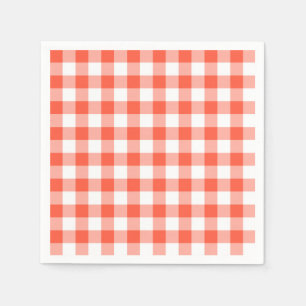 Oranje en wit Gingham Check Patroon Servet