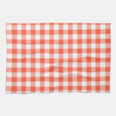 Oranje en wit Gingham Check Patroon Theedoek (Horizontaal)