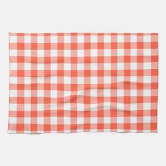 Oranje en wit Gingham Check Patroon Theedoek