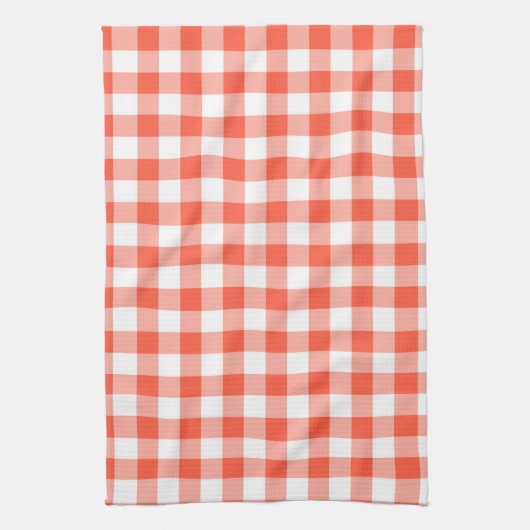 Oranje en wit Gingham Check Patroon Theedoek (Verticaal)