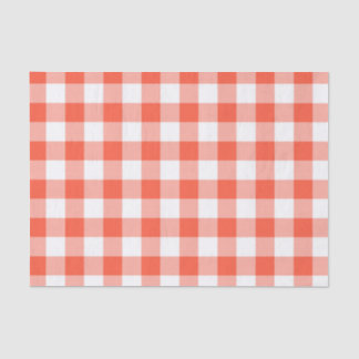 Oranje en wit Gingham Check Patroon Tissuepapier