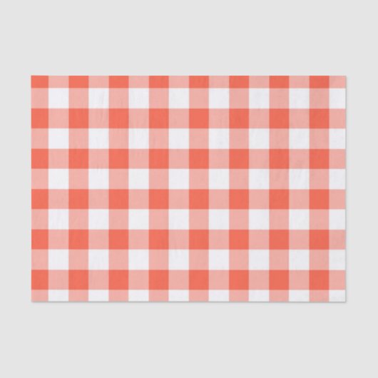 Oranje en wit Gingham Check Patroon Tissuepapier (Voorkant)