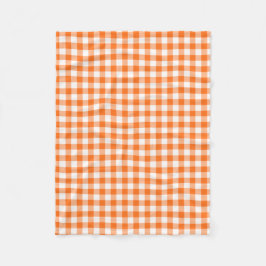 Oranje en wit Gingham Gecontroleerd Patroon Fleece Deken