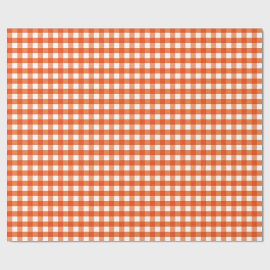 Oranje en wit Gingham Pattern Cadeaupapier (Vlak)