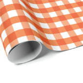 Oranje en wit Gingham Pattern Cadeaupapier (Rol Hoek)