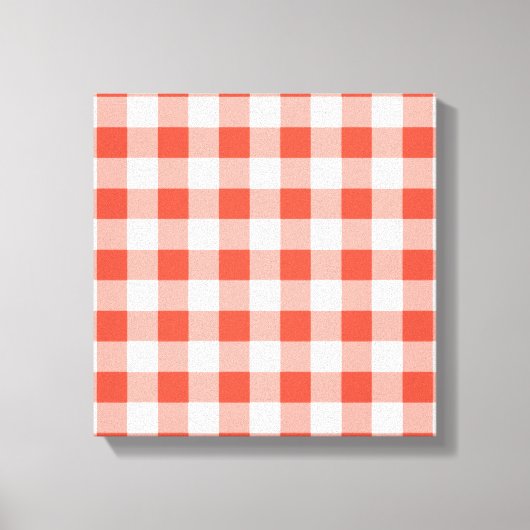 Oranje en wit Gingham Pattern Canvas Afdruk (Voorkant)