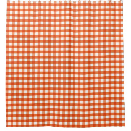 Oranje en wit Gingham Pattern Douchegordijn (Voorkant)