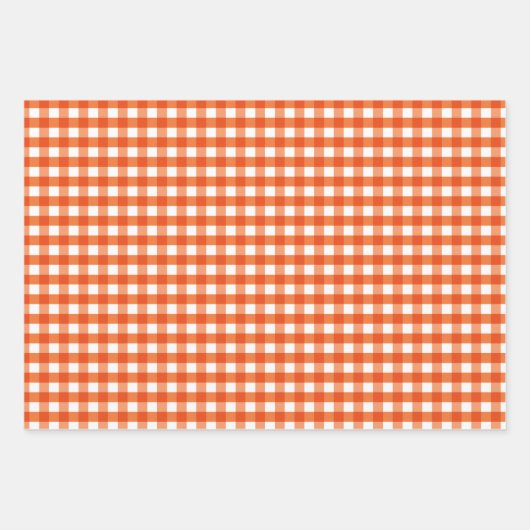 Oranje en wit Gingham Pattern Inpakpapier Vel (Voorkant 2)