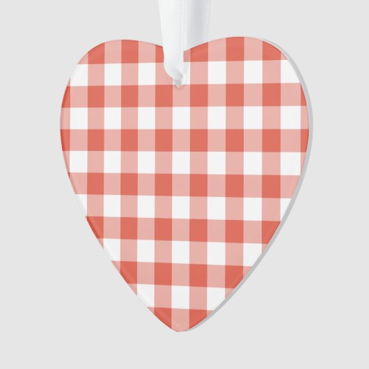 Oranje en wit Gingham Pattern Ornament (voorkant)