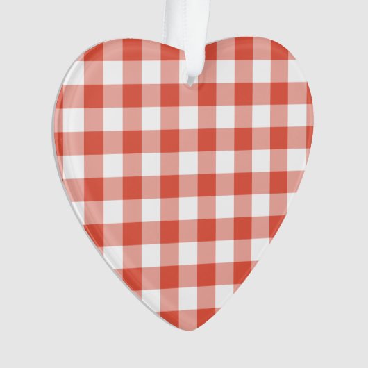 Oranje en wit Gingham Pattern Ornament (voorkant)