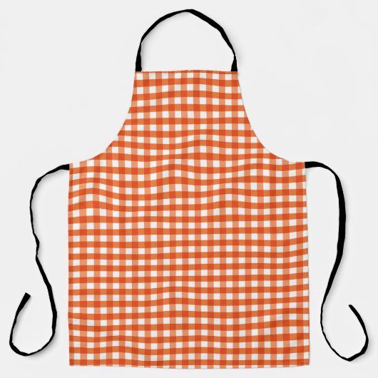 Oranje en wit Gingham Pattern Schort (Voorkant)