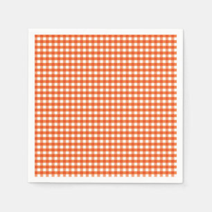 Oranje en wit Gingham Pattern Servet