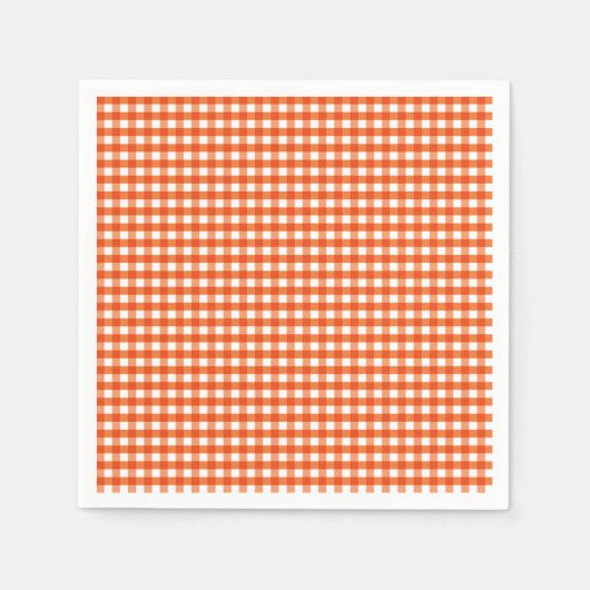 Oranje en wit Gingham Pattern Servet (Voorkant)
