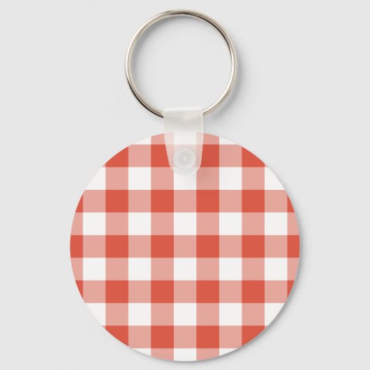 Oranje en wit Gingham Pattern Sleutelhanger (Voorkant)
