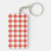 Oranje en wit Gingham Pattern Sleutelhanger (achterkant)