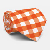 Oranje en wit Gingham Pattern Stropdas (Opgerold)