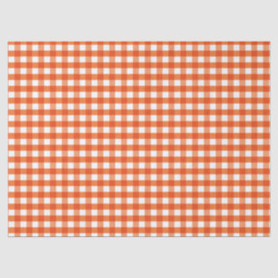 Oranje en wit Gingham Pattern Tissuepapier