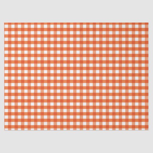 Oranje en wit Gingham Pattern Tissuepapier (Voorkant)