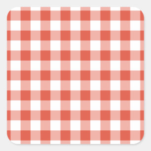 Oranje en wit Gingham Pattern Vierkante Sticker