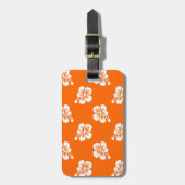 Oranje en wit Hibiscus Floral Bagagelabel (Voorkant verticaal)