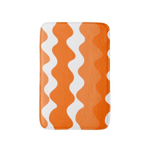 Oranje en wit horizontaal golfpatroonontwerp badmat (Voorkant Verticaal)