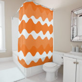 Oranje en wit horizontaal golfpatroonontwerp douchegordijn (In situ)