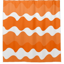 Oranje en wit horizontaal golfpatroonontwerp douchegordijn