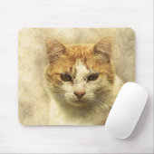 Oranje en wit Kat | ABSTRACT | WATERVERF Muismat (Met muis)