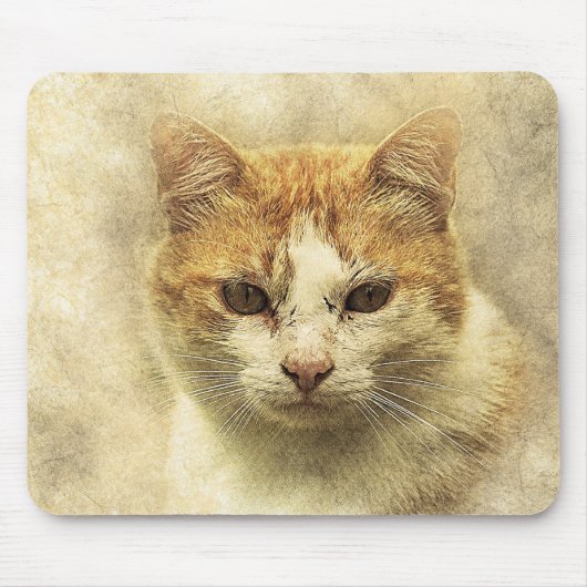Oranje en wit Kat | ABSTRACT | WATERVERF Muismat (Voorkant)