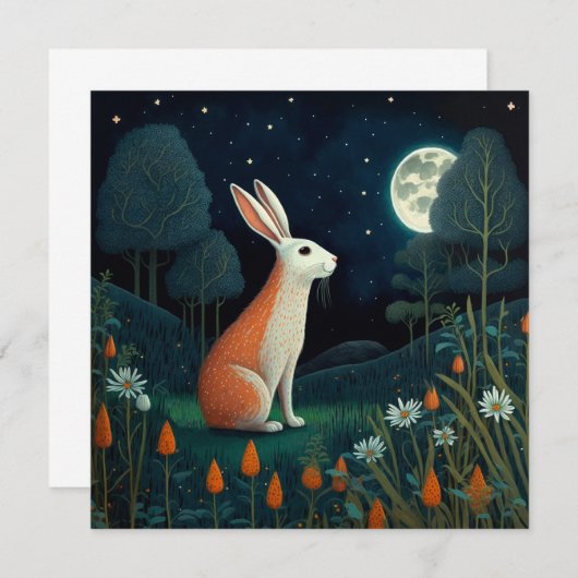 Oranje en wit konijn in het moonlicht (Voorkant / Achterkant)