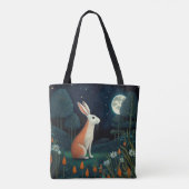 Oranje en wit konijn in het moonlicht tote bag (Achterkant)