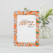 oranje en wit maaltijd floreel patroon kaart (Staand voorkant)