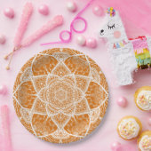 Oranje en wit Mandala - Loergann in Pumpkin Papieren Bordje (Feest)