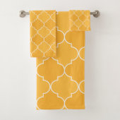Oranje en wit Marokkaans Trellis Quatrefoil Bad Handdoek (Insitu)