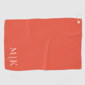 Oranje en Wit | Modern Monogram Golfhanddoek (Horizontaal)