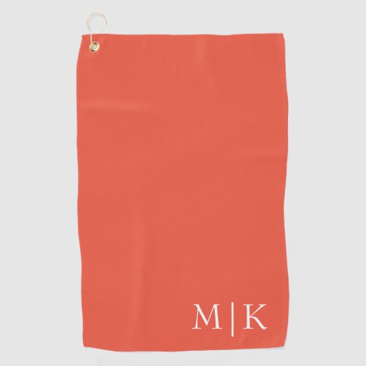 Oranje en Wit | Modern Monogram Golfhanddoek (Voorkant)