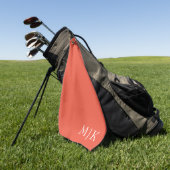 Oranje en Wit | Modern Monogram Golfhanddoek (Groen)