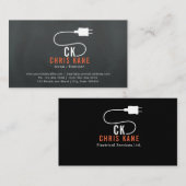 Oranje en wit ontwerp van de logo van elektricien visitekaartje (Voorkant / Achterkant)