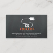 Oranje en wit ontwerp van de logo van elektricien visitekaartje (Voorkant)